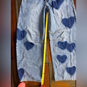 Forever 21 barrel fit denim heart two tone size 27 denim jeans rare valentines